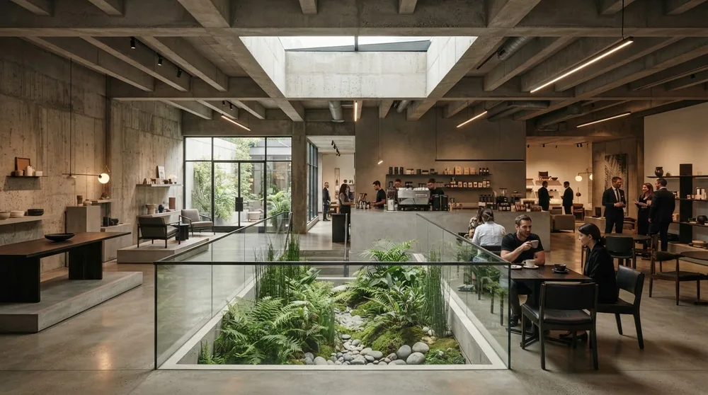 植物中庭与建筑公共空间,概念灵感示意